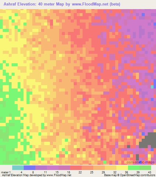 Ashraf,Sudan Elevation Map