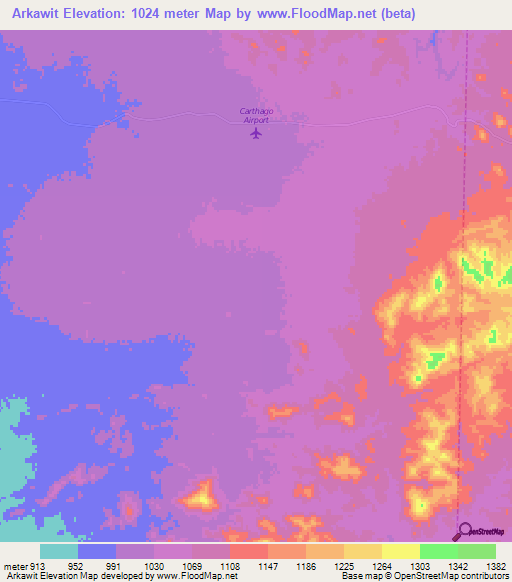 Arkawit,Sudan Elevation Map