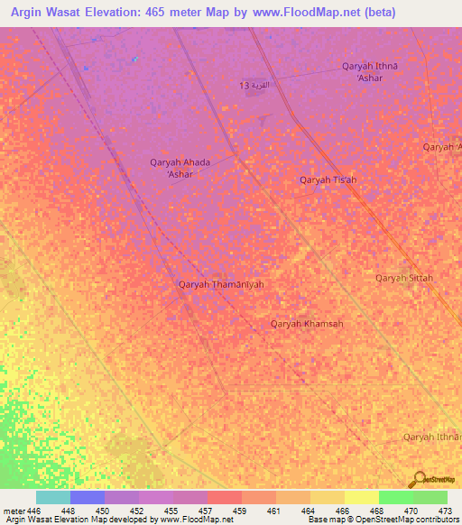 Argin Wasat,Sudan Elevation Map