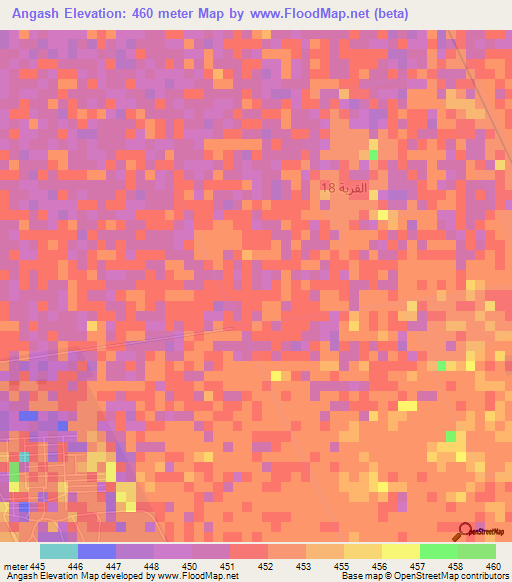 Angash,Sudan Elevation Map