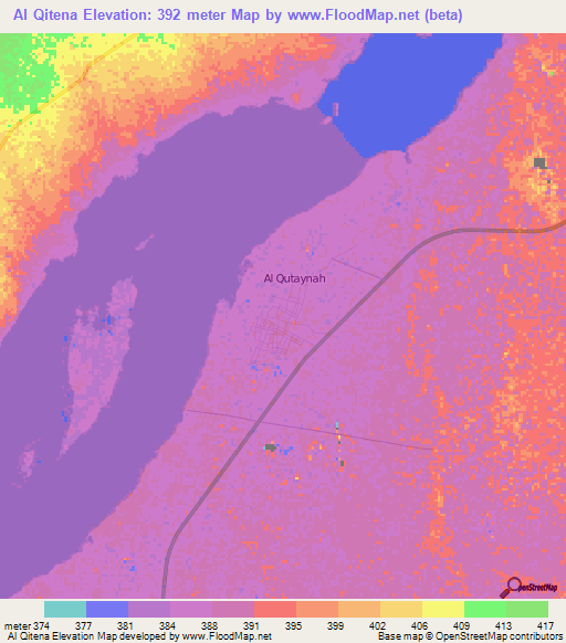Al Qitena,Sudan Elevation Map