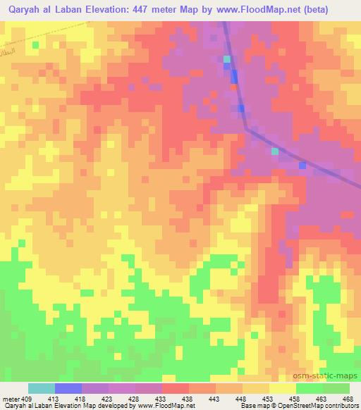 Qaryah al Laban,Sudan Elevation Map