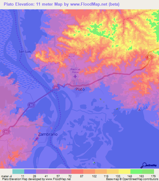 Plato,Colombia Elevation Map
