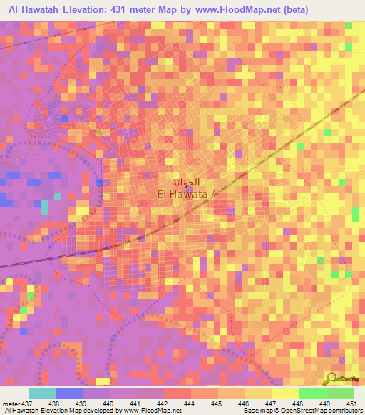 Al Hawatah,Sudan Elevation Map