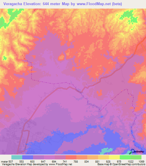 Veragacha,Venezuela Elevation Map