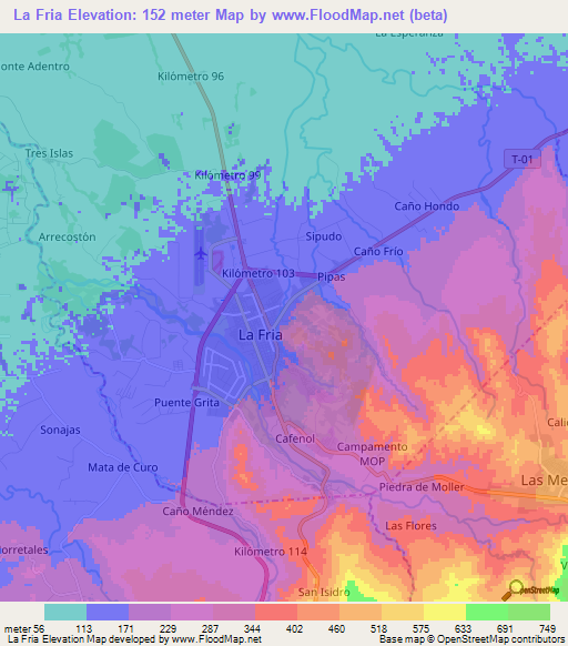 La Fria,Venezuela Elevation Map