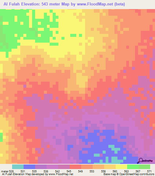 Al Fulah,Sudan Elevation Map