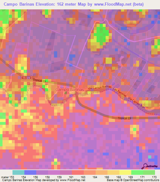 Campo Barinas,Venezuela Elevation Map