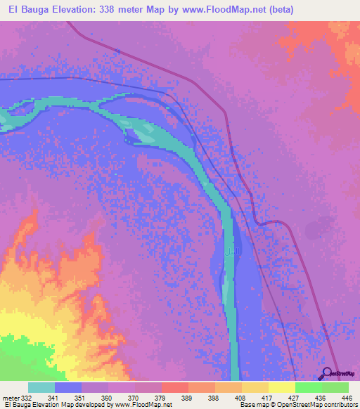 El Bauga,Sudan Elevation Map