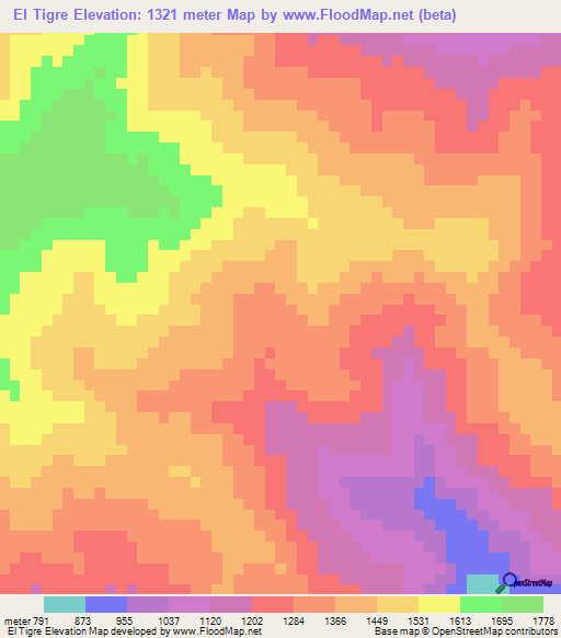 El Tigre,Venezuela Elevation Map