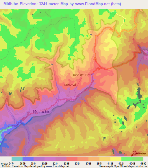 Mitibibo,Venezuela Elevation Map