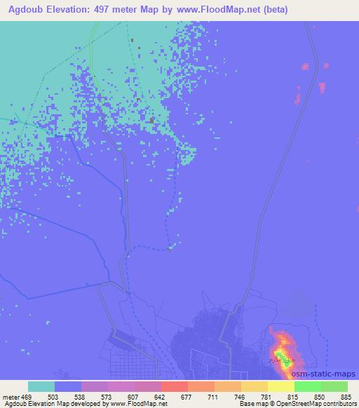 Agdoub,Sudan Elevation Map