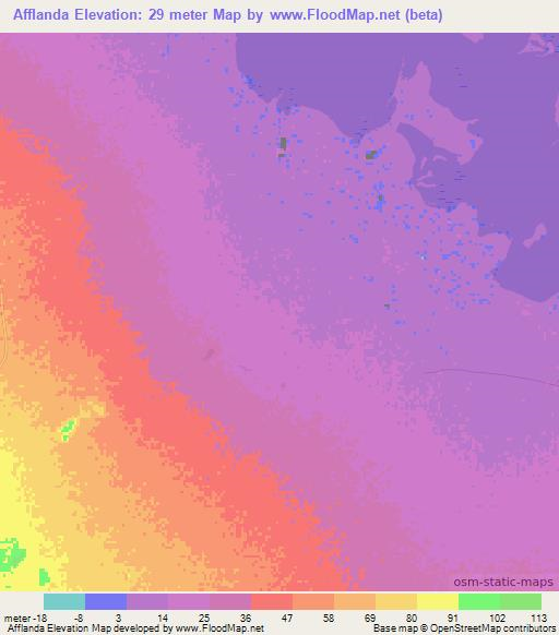 Afflanda,Sudan Elevation Map