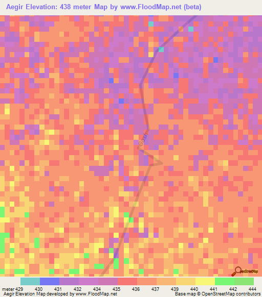 Aegir,Sudan Elevation Map