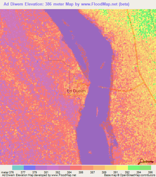 Ad Diwem,Sudan Elevation Map