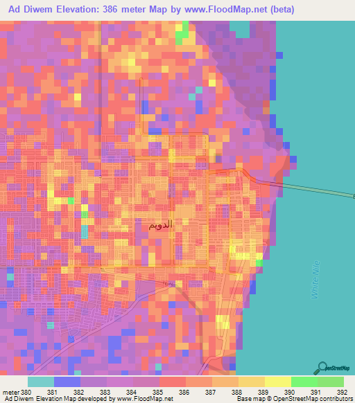 Ad Diwem,Sudan Elevation Map