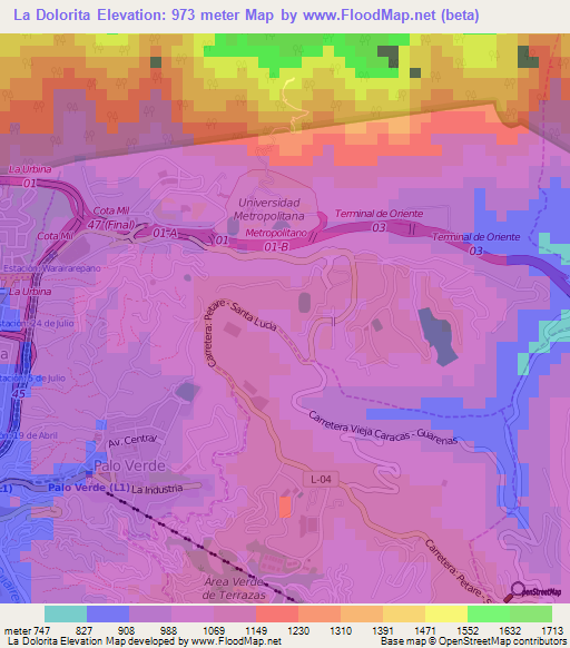 La Dolorita,Venezuela Elevation Map