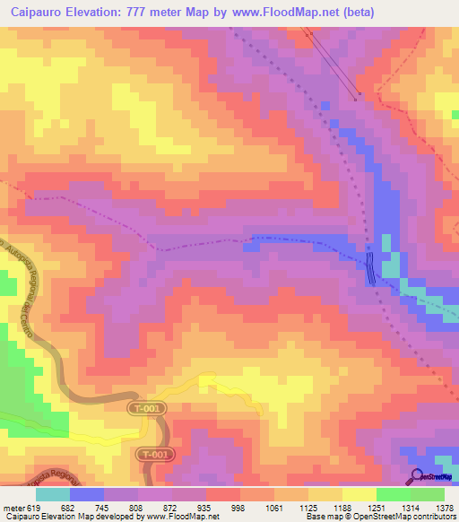 Caipauro,Venezuela Elevation Map