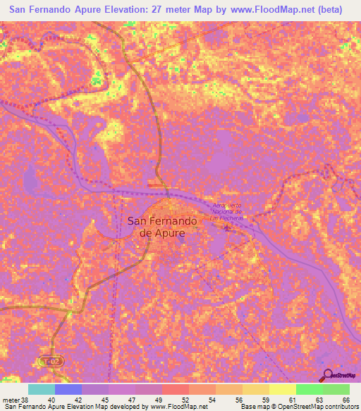 San Fernando Apure,Venezuela Elevation Map