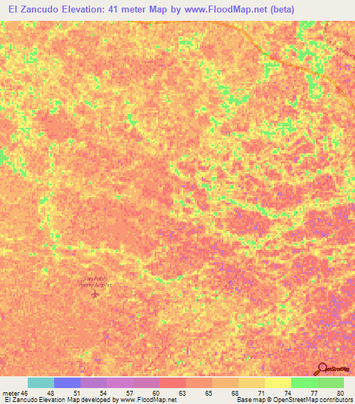 El Zancudo,Venezuela Elevation Map