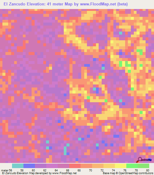 El Zancudo,Venezuela Elevation Map