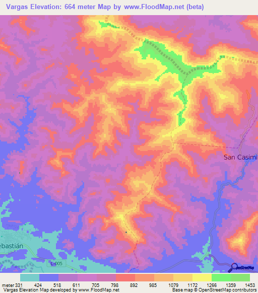 Vargas,Venezuela Elevation Map