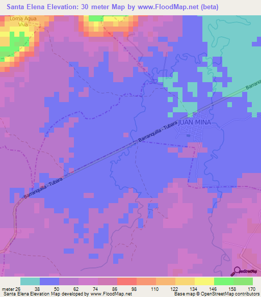 Santa Elena,Colombia Elevation Map