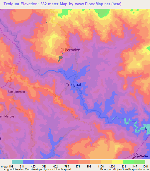 Texiguat,Honduras Elevation Map