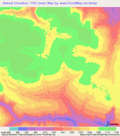 Kabudi,Congo (Kinshasa) Elevation Map