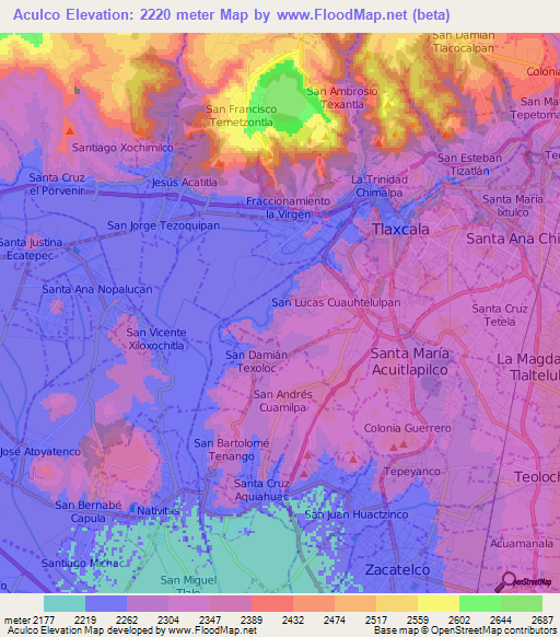 Aculco,Mexico Elevation Map