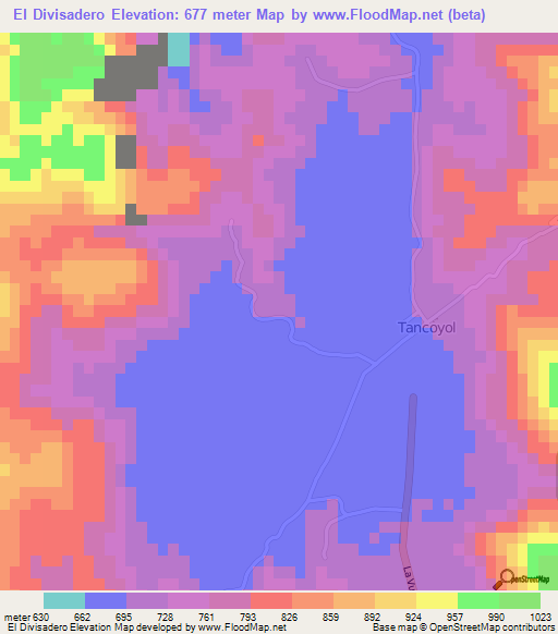 El Divisadero,Mexico Elevation Map