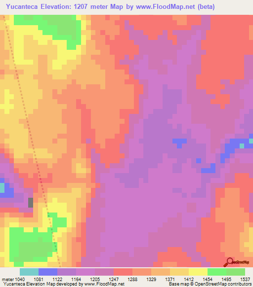 Yucanteca,Honduras Elevation Map