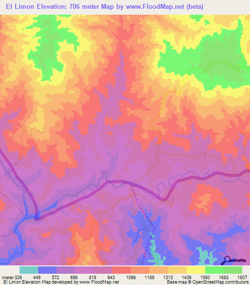 El Limon,Honduras Elevation Map