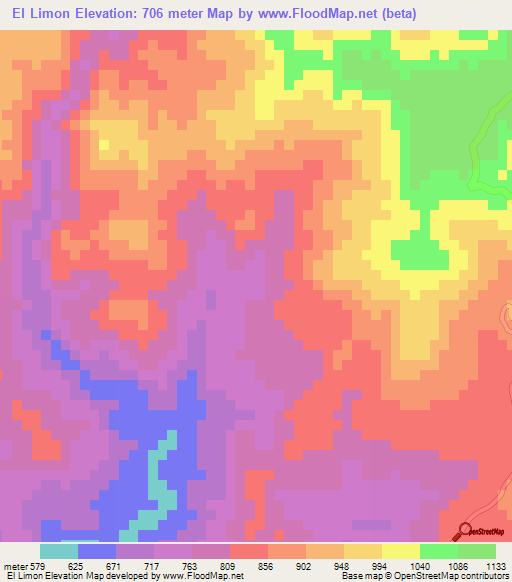 El Limon,Honduras Elevation Map
