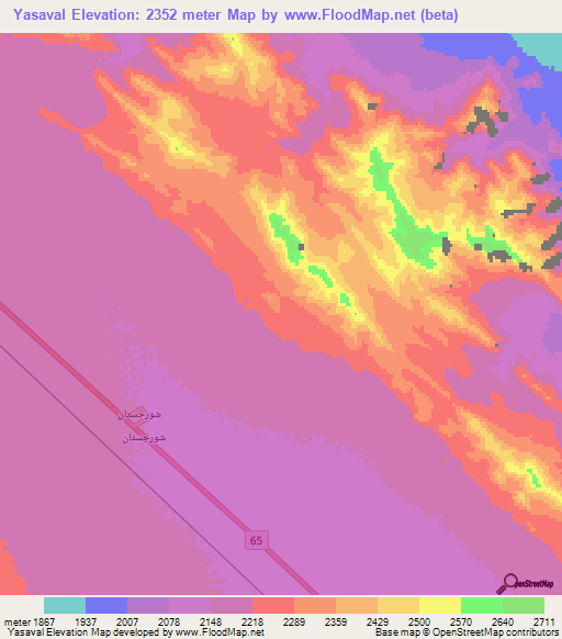 Yasaval,Iran Elevation Map