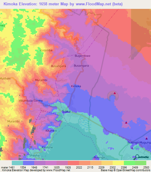 Kimoka,Congo (Kinshasa) Elevation Map
