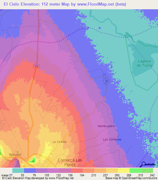 El Cielo,Nicaragua Elevation Map