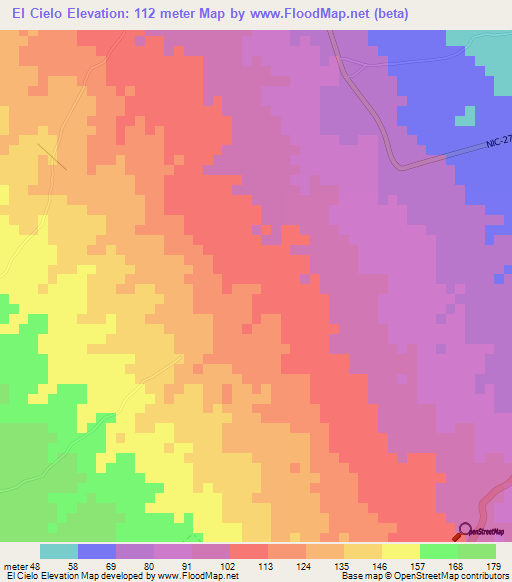 El Cielo,Nicaragua Elevation Map