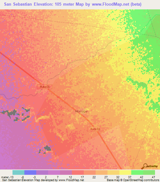 San Sebastian,Peru Elevation Map