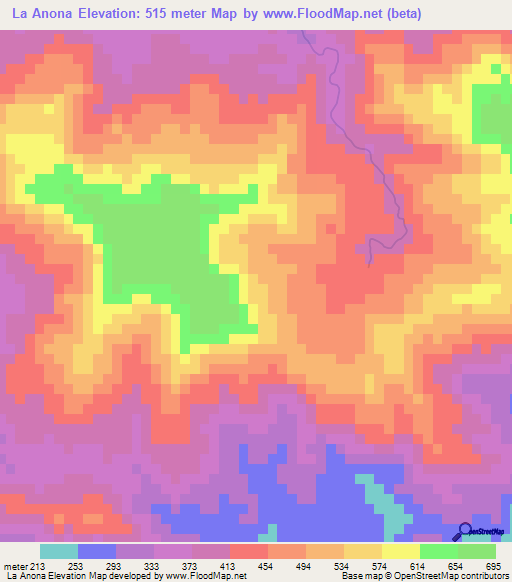 La Anona,Honduras Elevation Map