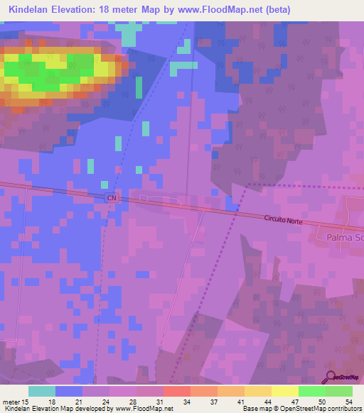 Kindelan,Cuba Elevation Map