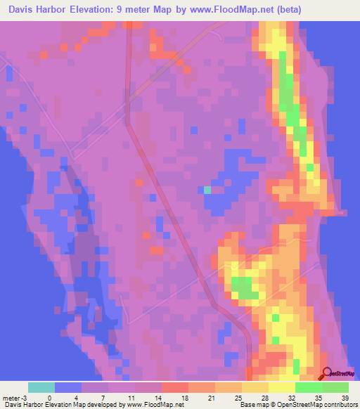 Davis Harbor,Bahamas Elevation Map