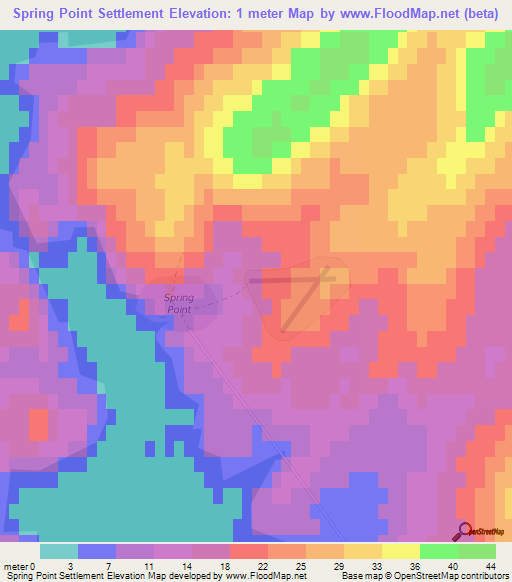 Spring Point Settlement,Falkland Islands Elevation Map
