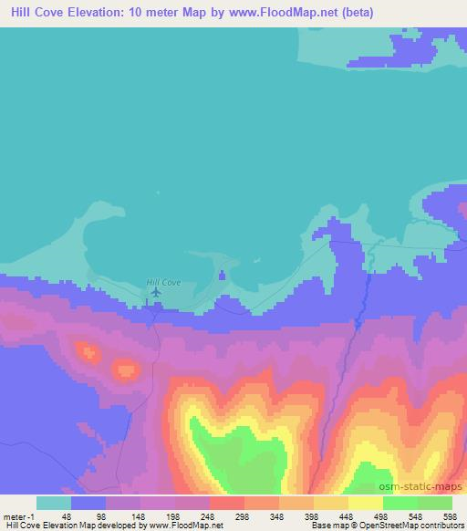 Hill Cove,Falkland Islands Elevation Map
