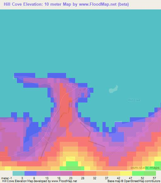 Hill Cove,Falkland Islands Elevation Map