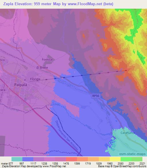 Zapla,Argentina Elevation Map