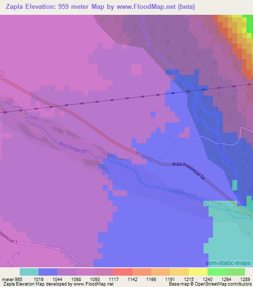 Zapla,Argentina Elevation Map