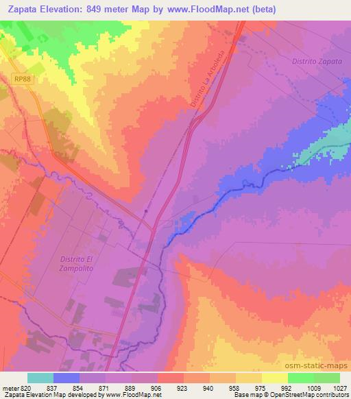 Zapata,Argentina Elevation Map