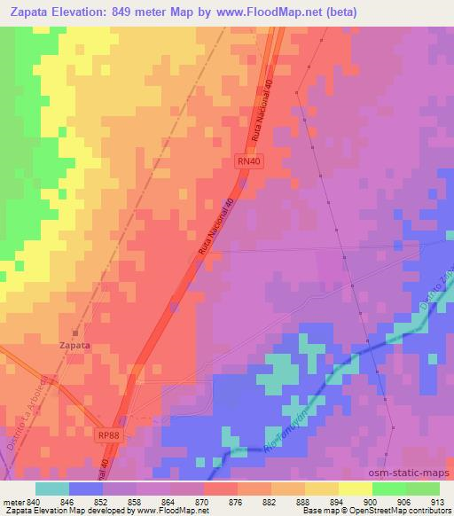 Zapata,Argentina Elevation Map