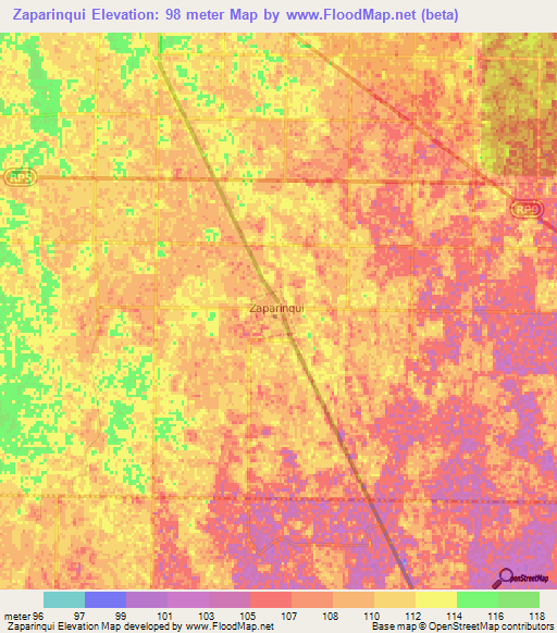 Zaparinqui,Argentina Elevation Map